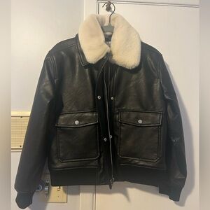 NWT Abercrombie and Fitch Winterized Vegan Leather Bomber Jacket XXS